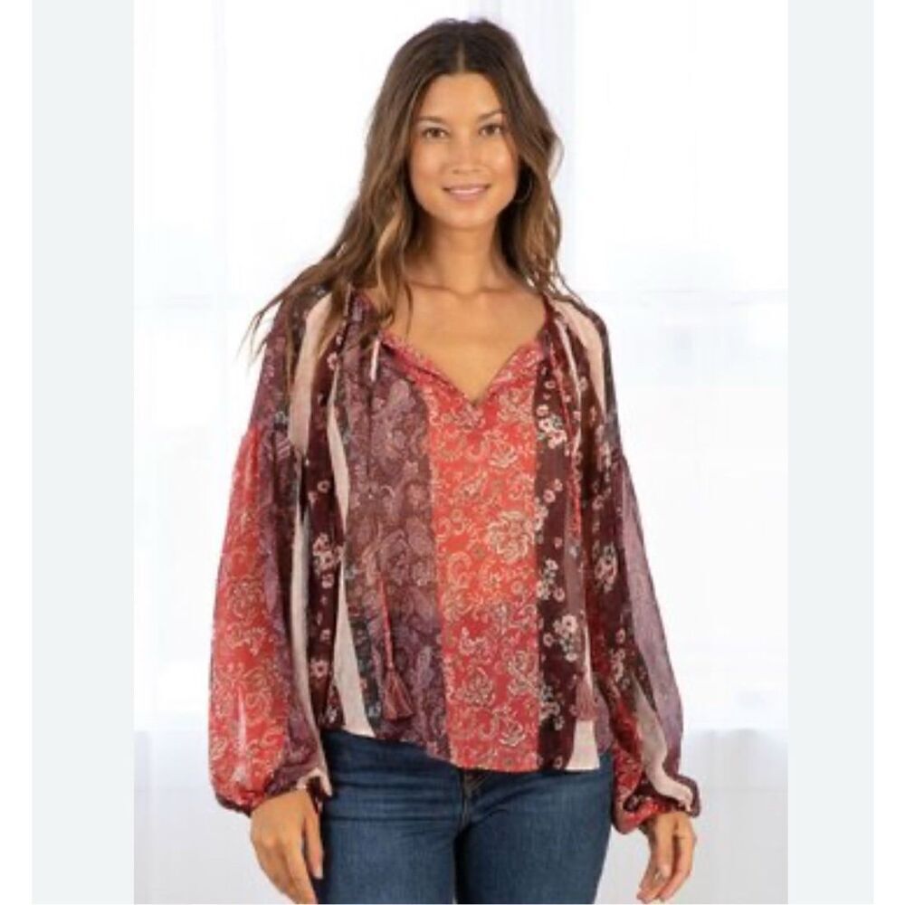 Lovestitch Chiffon Boho Long Sleeve Top Blouse Women’s Small